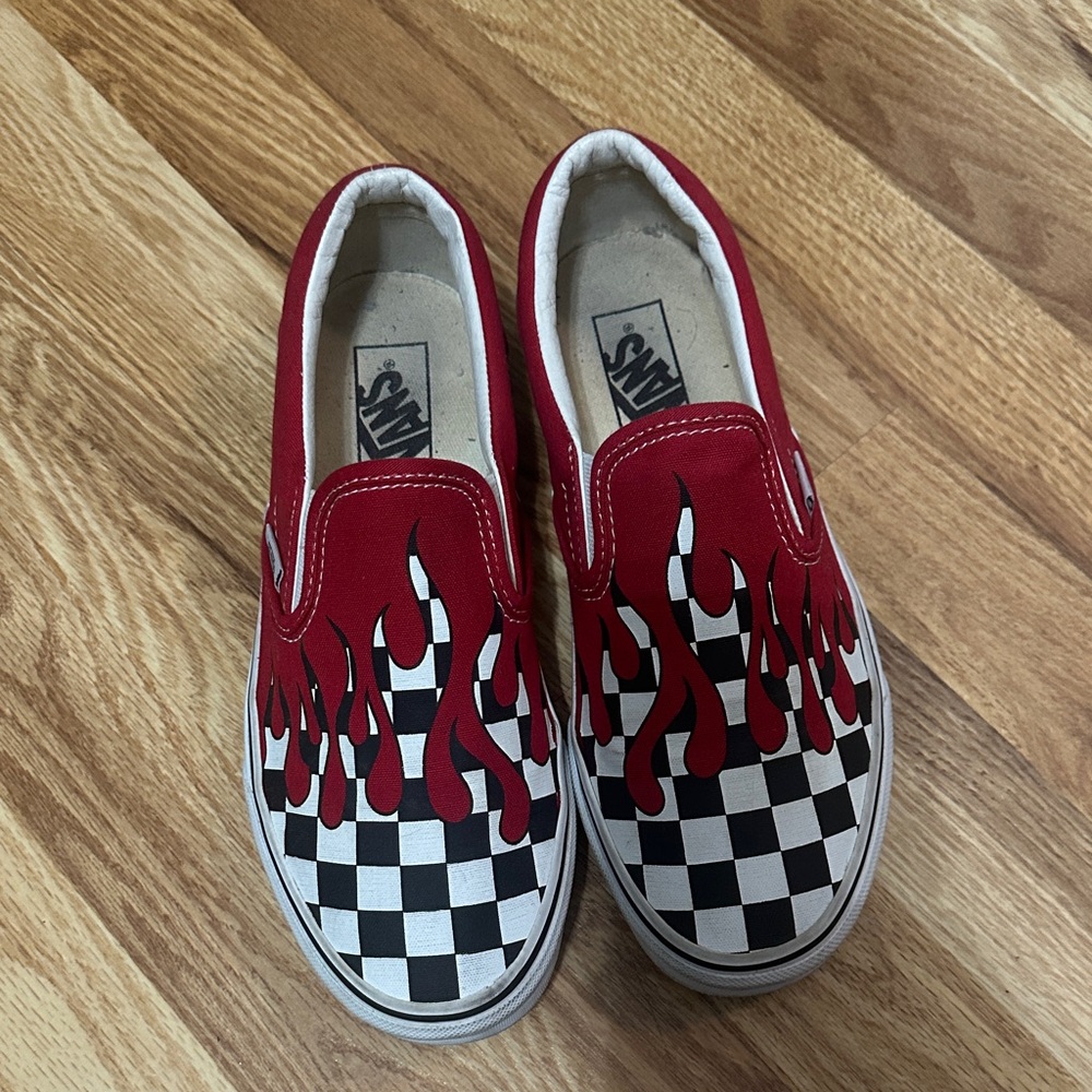 Vans Red Flame Checkered Sneakers